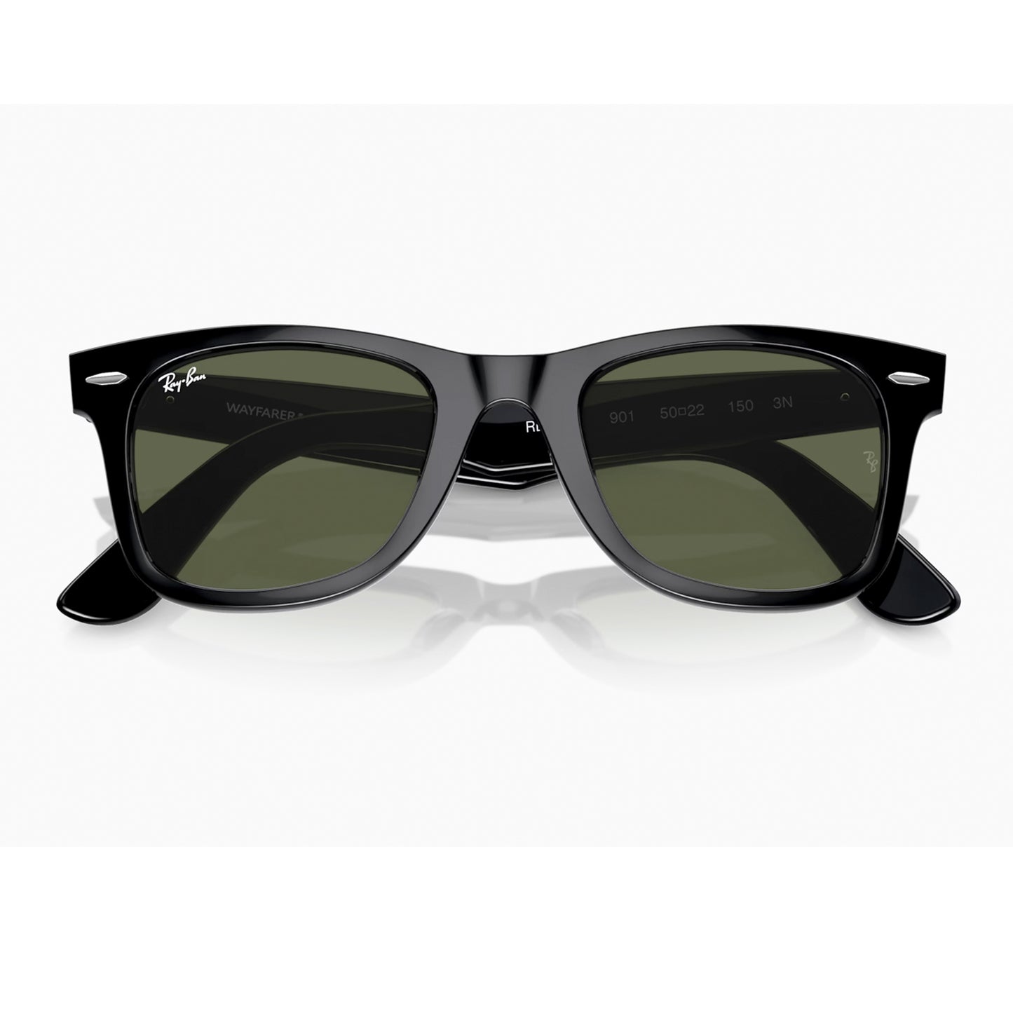 Ray Ban Wayfarer Rb2140 901 Marco Negro Lente Verde G15 Unisex Negro 50Mm Talle M