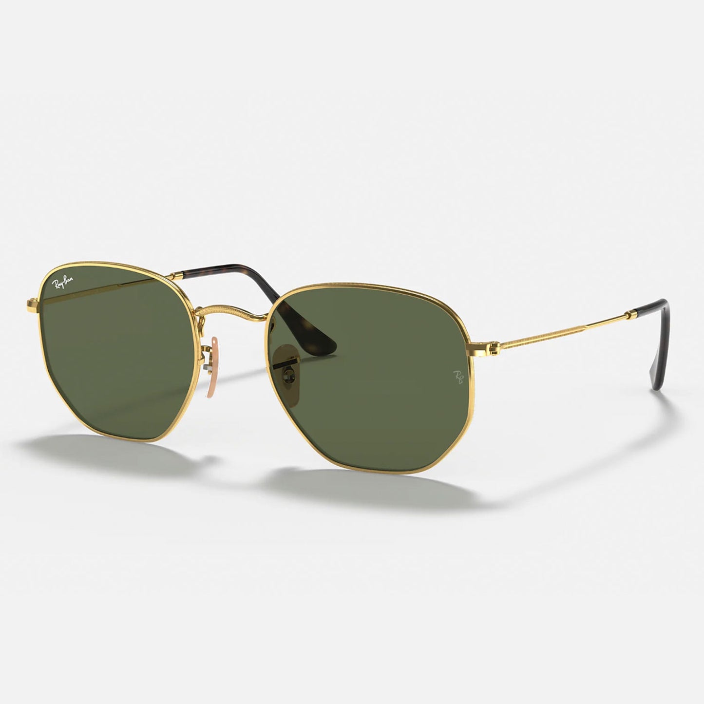 Ray-Ban Hexagonal 3548 001 Marco Dorado Lente Verde Gafas de Sol Unisex Talla M