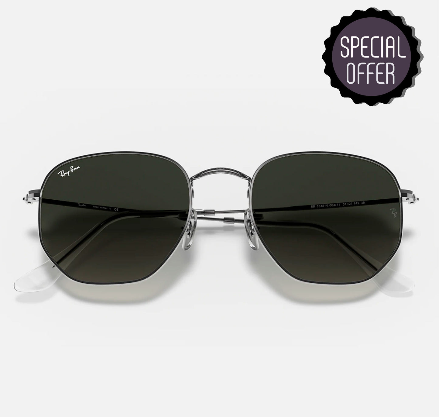 Ray Ban Hexagonal 3548 004/71 Marco Gris Lente Gris Talla M Gafas De Sol