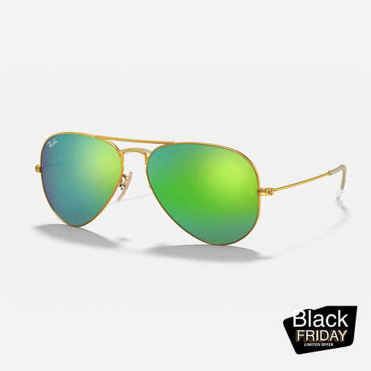 Ray Ban Aviador Rb3025 112/19 Marco Dorado Mate Lente Verde Espejado Talle M 58 mm